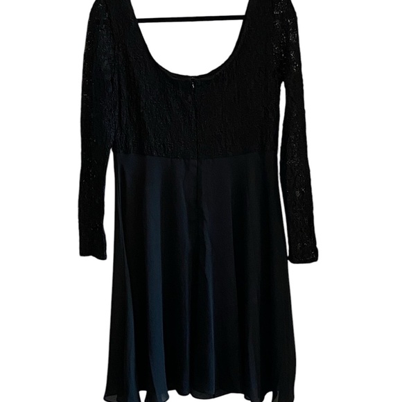 vintage 90s Girl black lace Chiffon sheer overlay babydoll dress Grunge Emo LBD - Picture 5 of 9
